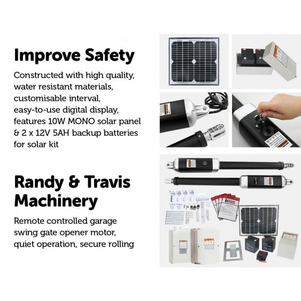 Solar 1000kg 10w Double Swing Auto Motor Remote Gate Opener Image 3
