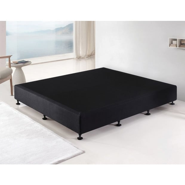 Palermo Queen Ensemble Bed Base Midnight Black Linen Fabric