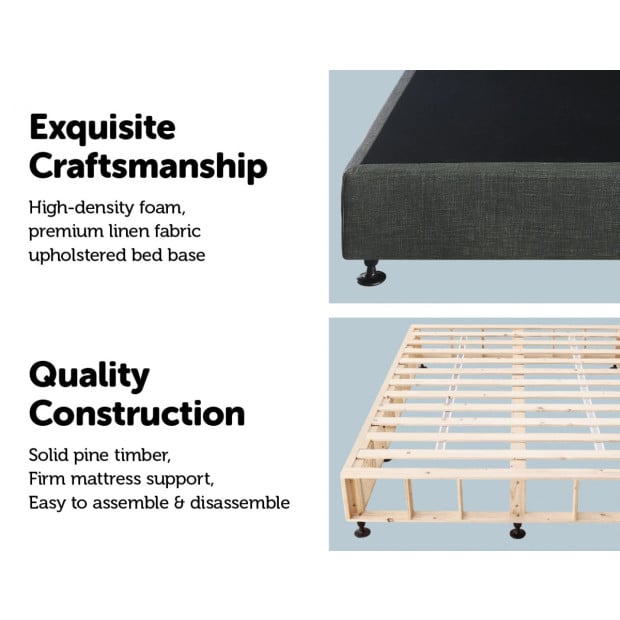 Palermo King Single Ensemble Bed Base Platinum Graphite Linen Fabric Image 3