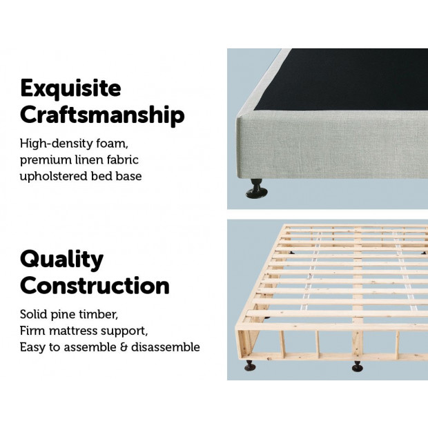 Palermo King Single Ensemble Bed Base Platinum Light Grey Linen Fabric Image 3