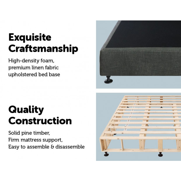 Palermo King Ensemble Bed Base Platinum Graphite Linen Fabric Image 3