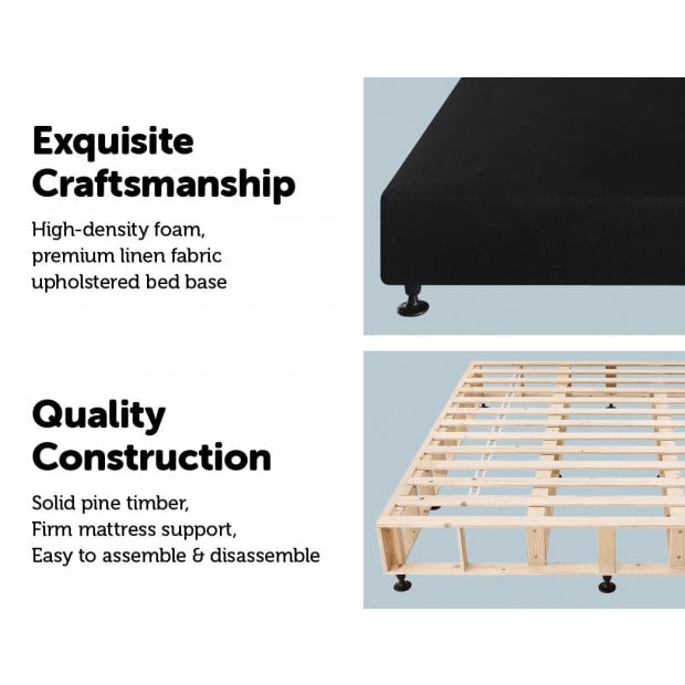 Palermo King Ensemble Bed Base Midnight Black Linen Fabric Image 3