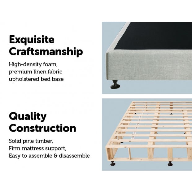Palermo King Ensemble Bed Base Platinum Light Grey Linen Fabric Image 3