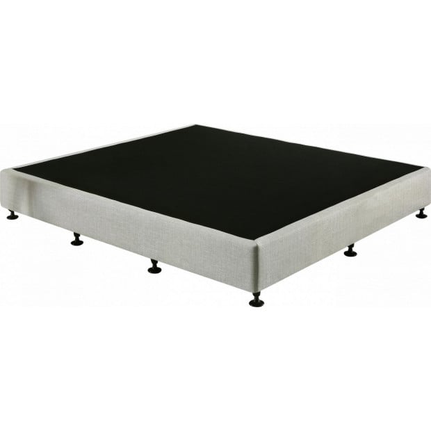 Palermo King Ensemble Bed Base Platinum Light Grey Linen Fabric Image 4