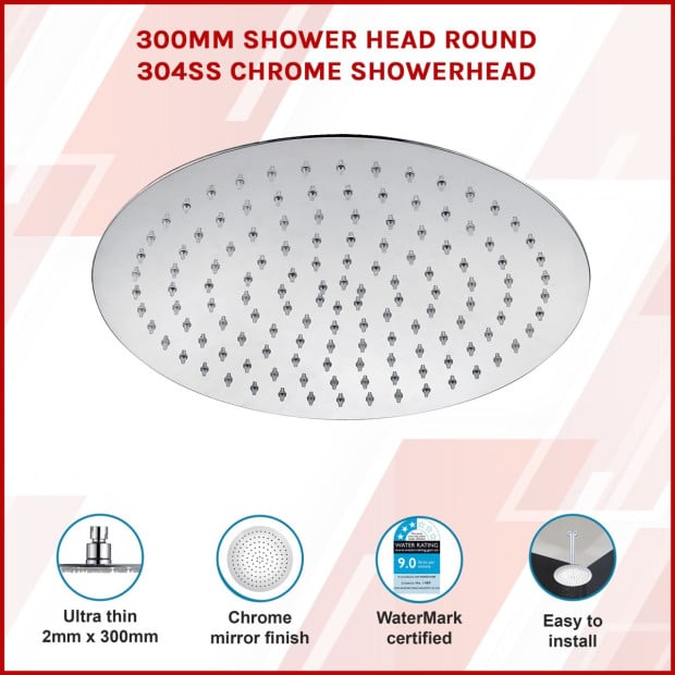 300mm Shower Head Round 304ss Chrome Showerhead Image 2