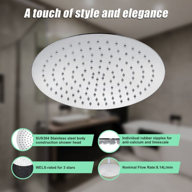300mm Shower Head Round 304ss Chrome Showerhead Image 8