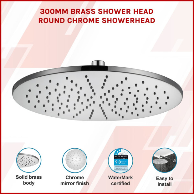 300mm Brass Shower Head Round Chrome Showerhead Image 2