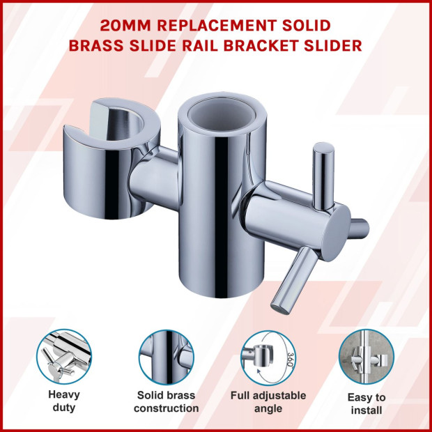 20mm Replacement Solid Brass Slide Rail Bracket Slider Image 2