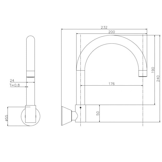 High Reach Swivel Wall Kitchen Laundry Bath Basin Spout Image 4