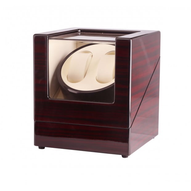 Automatic Dual Watch Winder Wood Display Box Case Motor Rotation Storage Image 3