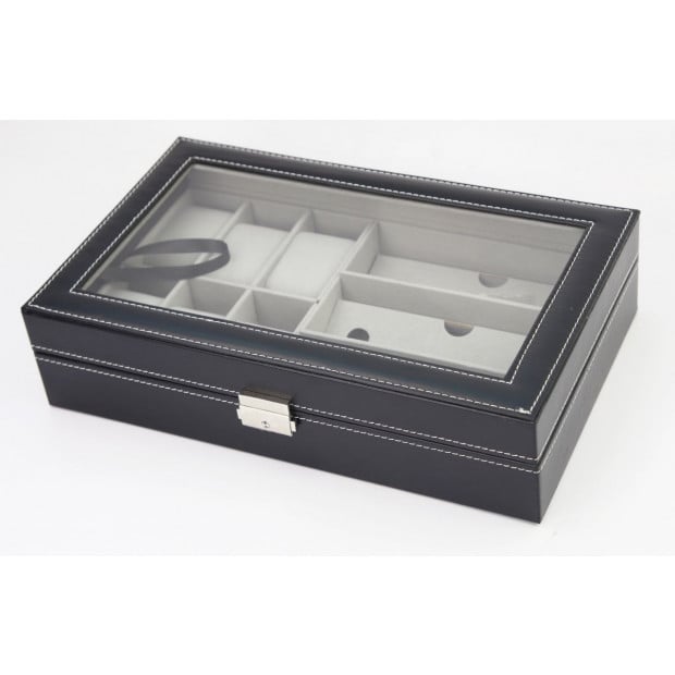 6+3 Grid Watch Sunglass Eyeglasses Display Box Case Storage Pu Leather Image 4