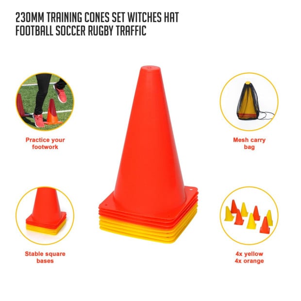 230mm Training Cones Set Witches Hat Football Soccer Rugby Traffic Image 2