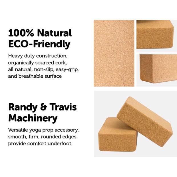 2x Eco-friendly Cork Yoga Block Organic Prop Accessory Exercise Brick Image 3