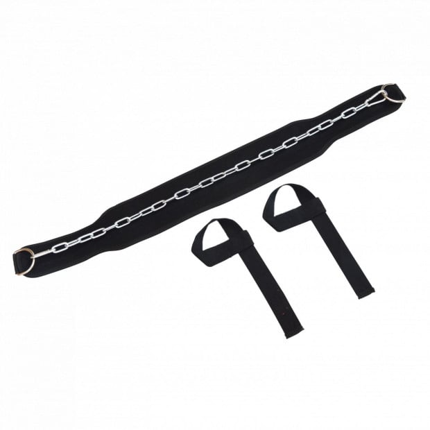 Weight Lifting Belt Gym Back Pull Up Chain Body Building Training Image 4