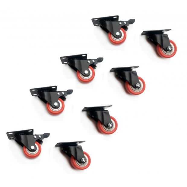 8 X 2 Inch Polyurethane Castor Wheels - Swivel And 4 With Brake