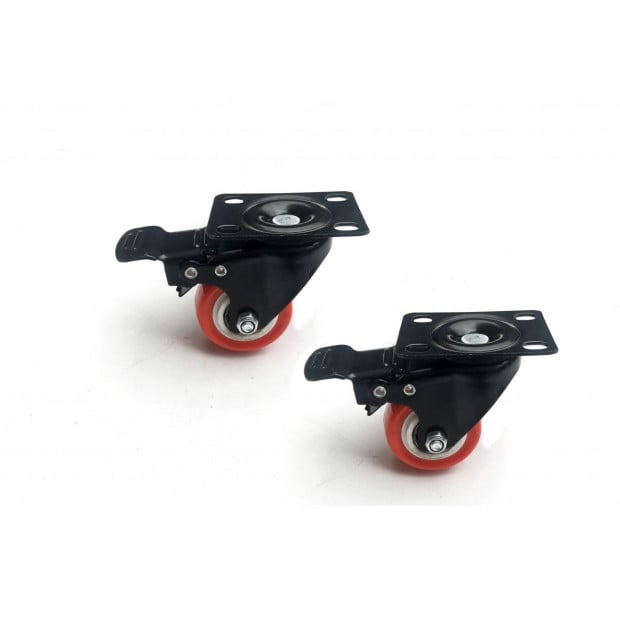 8 X 2 Inch Polyurethane Castor Wheels - Swivel And 4 With Brake Image 2