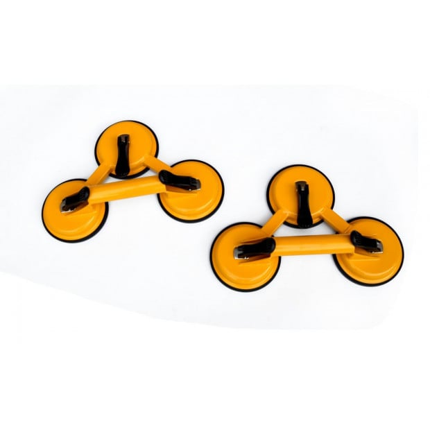 2x 150kg Load Aluminum Triple Suction Pad Glazer Glass Sucker Lifter Image 2