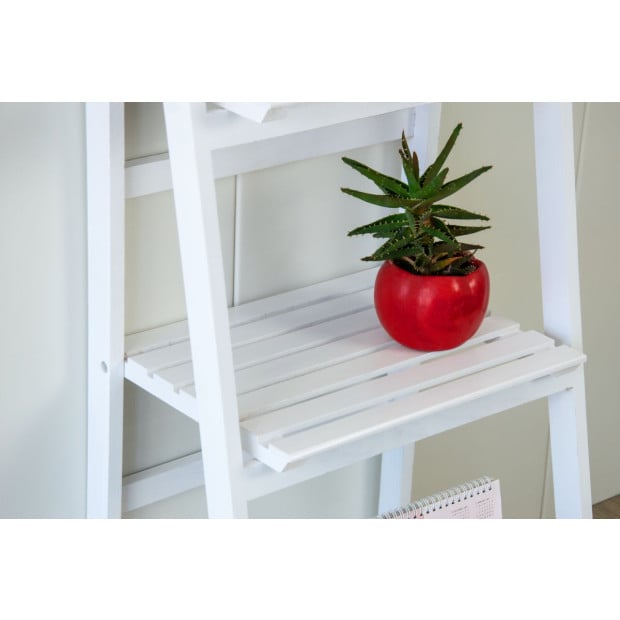5 Tier Wooden Ladder Shelf Stand Storage Book Shelves Display Rack White Image 4