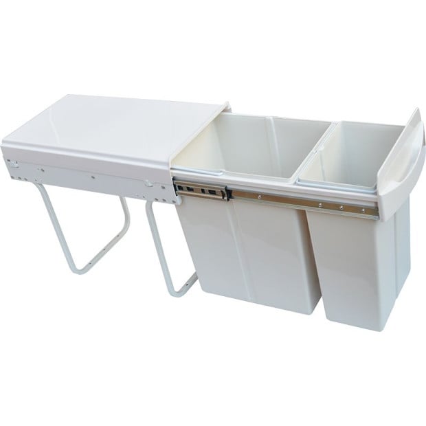 Pull Out Bin Kitchen Double Dual Slide Garbage Rubbish Waste 10l+20l Image 4