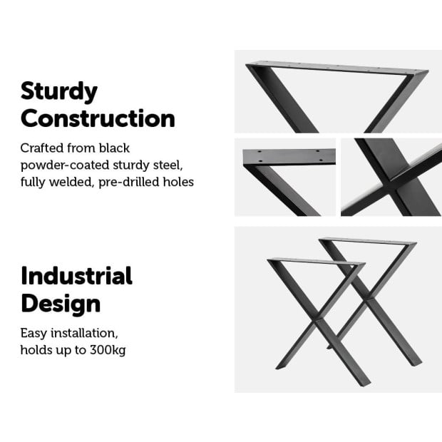 X Shaped Table Bench Desk Legs Retro Industrial Design Fully Welded Image 3
