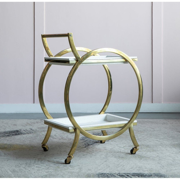 Steel Stride Bar Cart On Wheels Finished In Stainless Steel Image 6