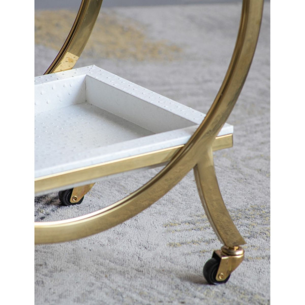 Steel Stride Bar Cart On Wheels Finished In Stainless Steel Image 7