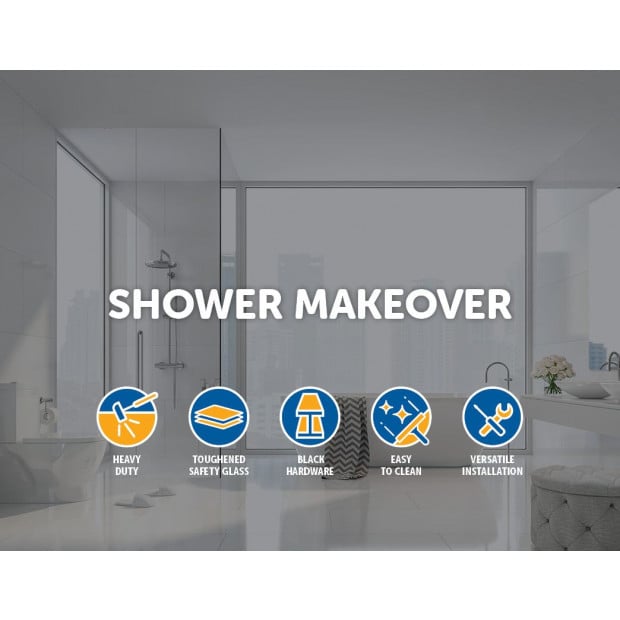Adjustable Semi Frameless Shower Screen (82~90) X 195cm Image 2