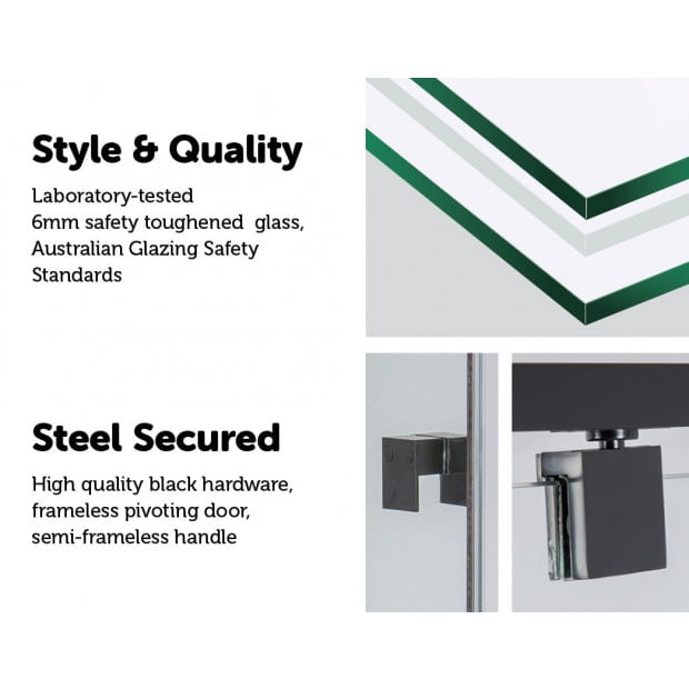 Adjustable Semi Frameless Shower Screen (82~90) X 195cm Image 4