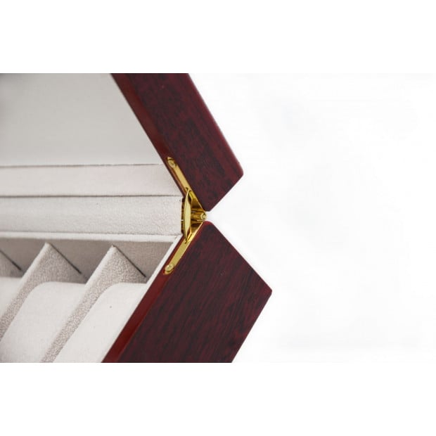 10 Grids Wooden Watch Case Glass Jewellery Storage Holder Box Image 5