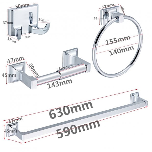 4 Piece Towel Bar Set Bath Accessories Bathroom Hardware Image 2