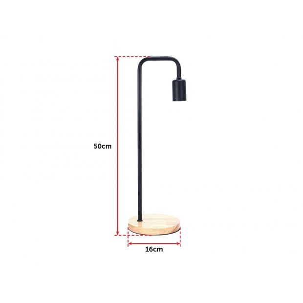 Modern Table Lamp Desk Light Timber Base Bedside Bedroom Black Image 7