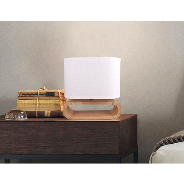 Wooden Modern Table Lamp Timber Bedside Lighting Desk Brown White