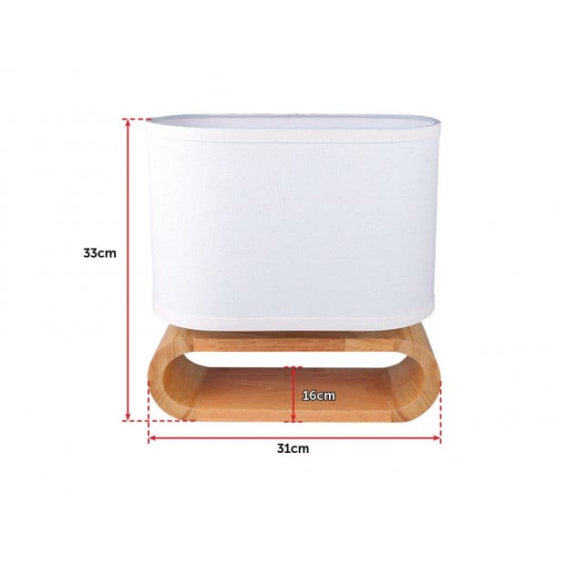 Wooden Modern Table Lamp Timber Bedside Lighting Desk Brown White Image 6