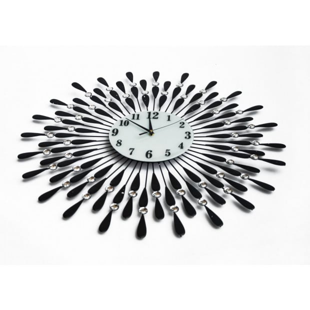 Large Modern 3d Crystal Wall Clock Luxury Art Metal Round Home Decor Image 2
