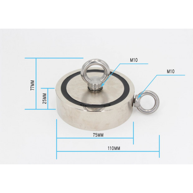 340kg Salvage Strong Recovery Magnet Neodymium Hook Treasure Hunting Image 2