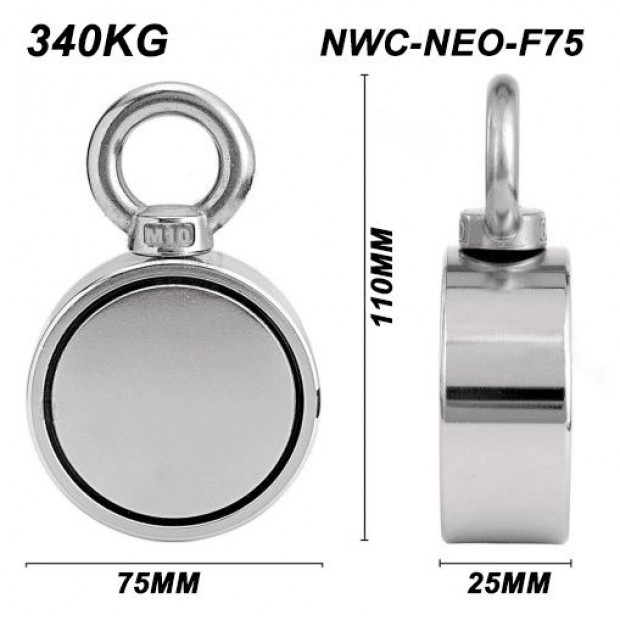 340kg Salvage Strong Recovery Magnet Neodymium Hook Treasure Hunting Image 3