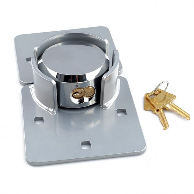 Van Door Lock With Brackets - Heavy Duty Security Vehicle Hasp Padlock Image 3