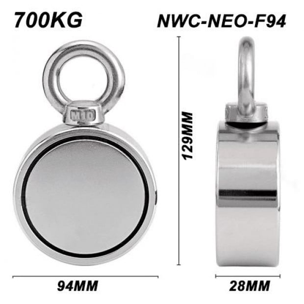 700kg Salvage Strong Recovery Magnet Neodymium Hook Treasure Hunting Image 6