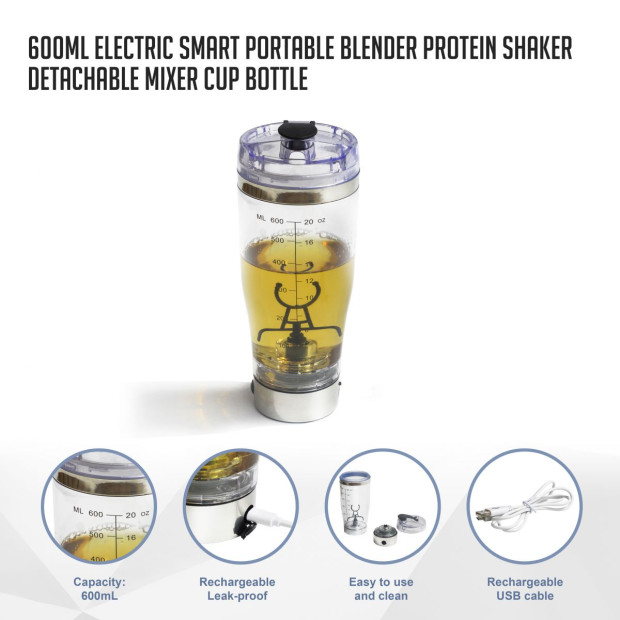 600ml Electric Smart Portable Blender Protein Shaker Detachable Mixer Image 2