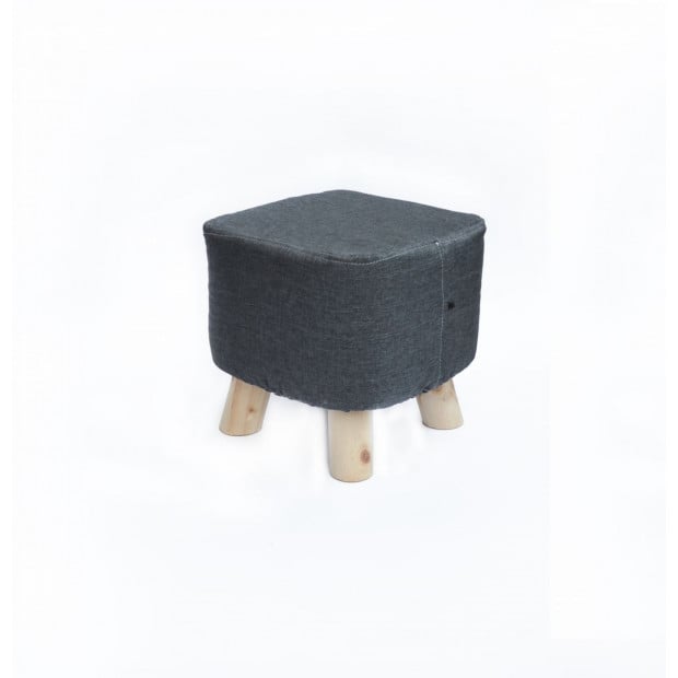 Fabric Ottoman Foot Stool Rest Pouffe Wood Storage Padded Seat Squircle Charcoal