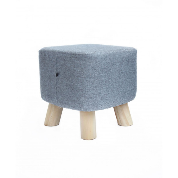 Fabric Ottoman Foot Stool Rest Pouffe Wood Storage Padded Seat Squircle Grey