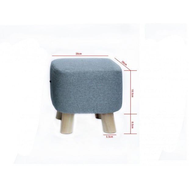Fabric Ottoman Foot Stool Rest Pouffe Wood Storage Padded Seat Squircle Grey Image 3