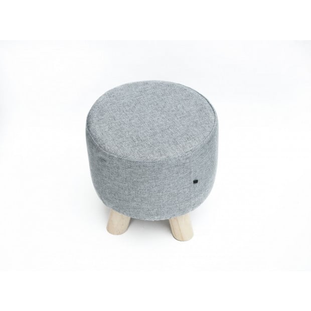 Fabric Ottoman Foot Stool Rest Pouffe Wood Storage Padded Seat Round Grey Image 2