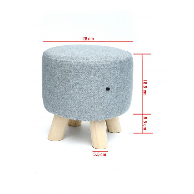 Fabric Ottoman Foot Stool Rest Pouffe Wood Storage Padded Seat Round Grey Image 4
