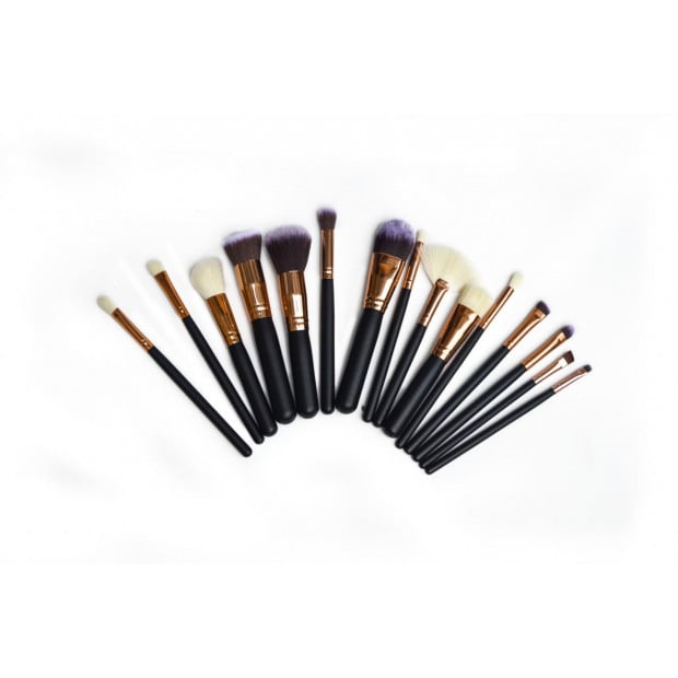 Soft 15pcs Pro Face Powder Makeup Brushes Set Eyeshader Blending Image 3