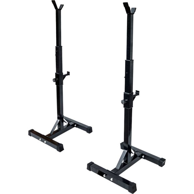Pair Of Adjustable Rack Sturdy Steel Squat Barbell Bench Press Stands Gym/home Image 5