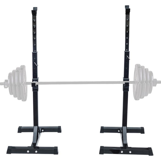 Pair Of Adjustable Rack Sturdy Steel Squat Barbell Bench Press Stands Gym/home Image 6