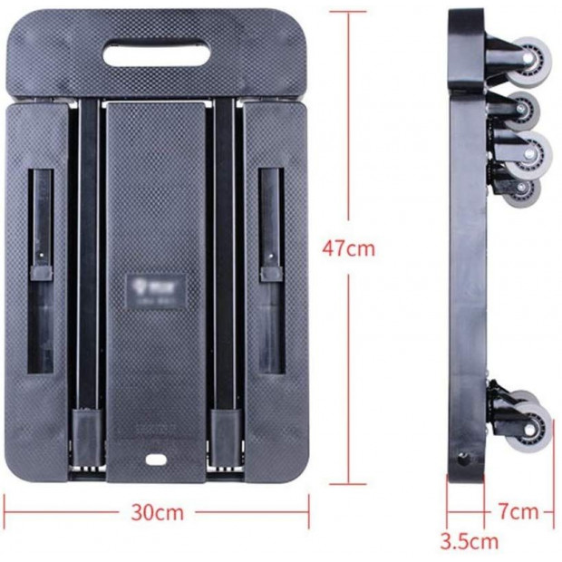 Foldable Hand Flatbed Trolley Cart 6 X 360 Degree Rotating Wheels Image 4