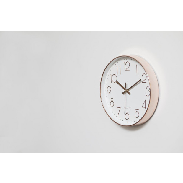 Modern Wall Clock Silent Non-ticking Quartz Battery Operated Rose Gold Image 2