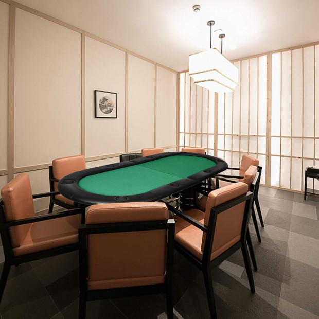 185cm 8 Player Folding Poker Blackjack Table With Cup Holder Image 2